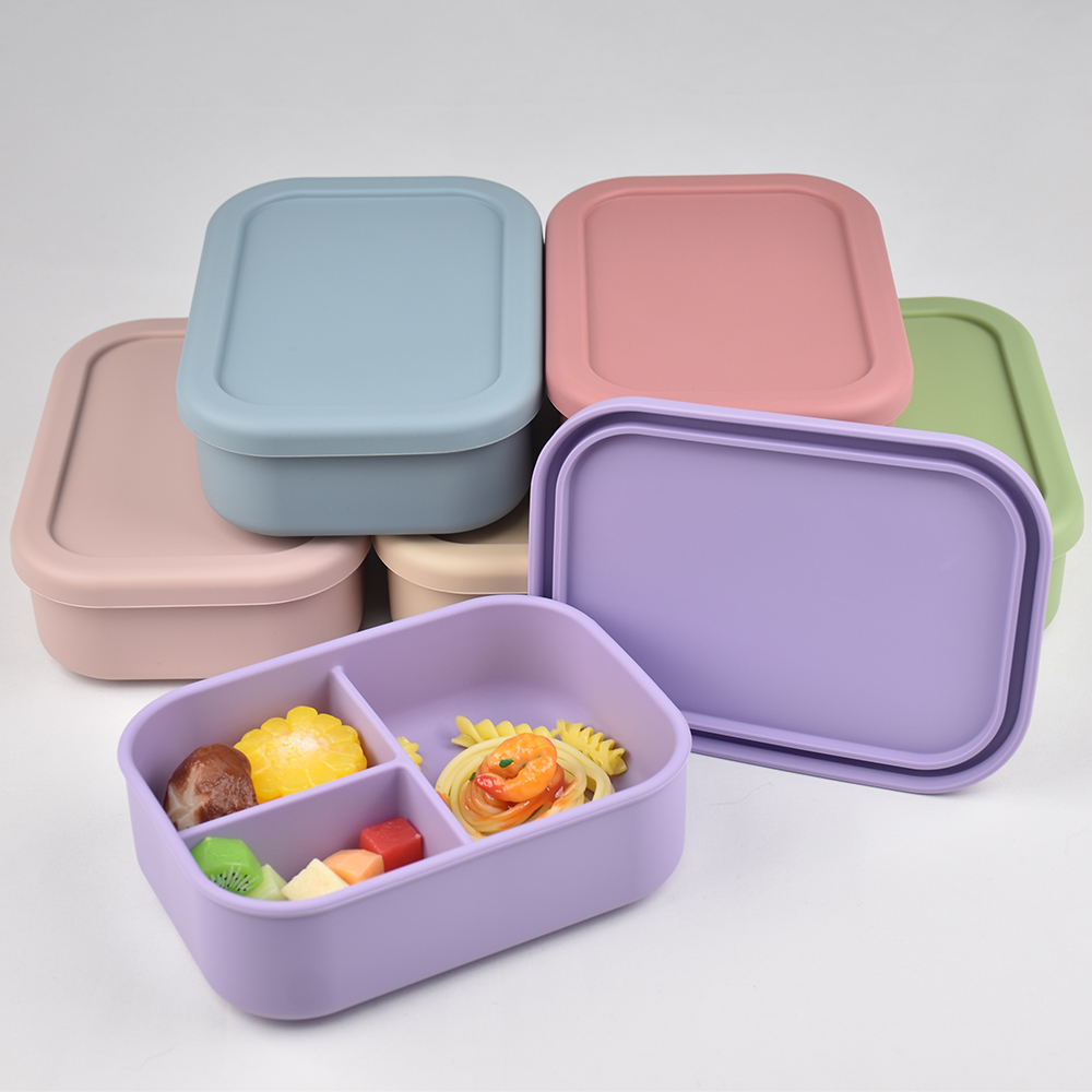 Food Storage 1 Year - 3-Compartment Food Grade Silicone Bento Lunch