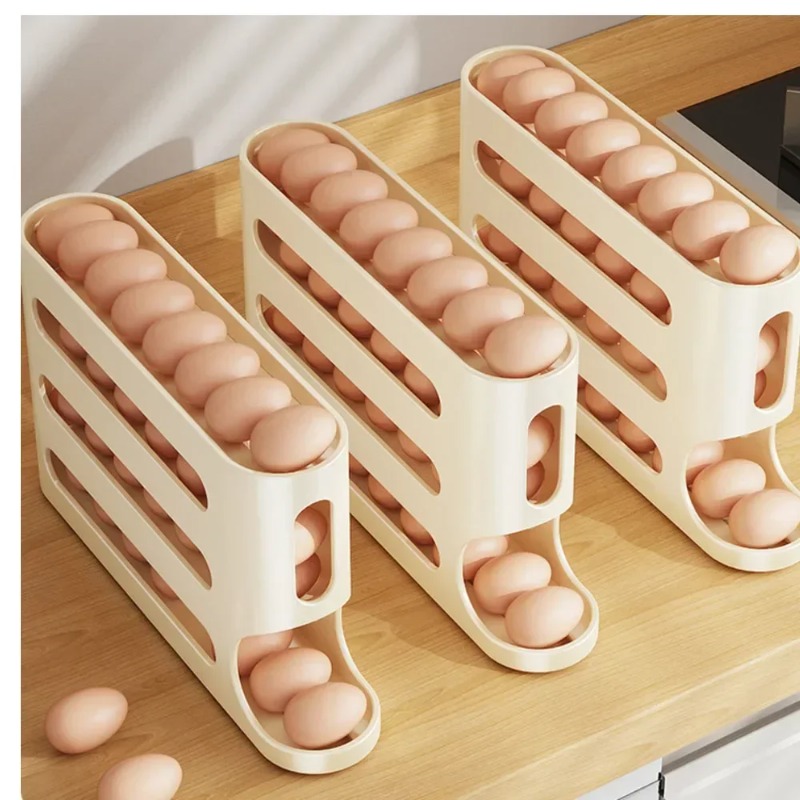 Egg Storage Holder - 4 Layers Automatic Rolling Egg Holder