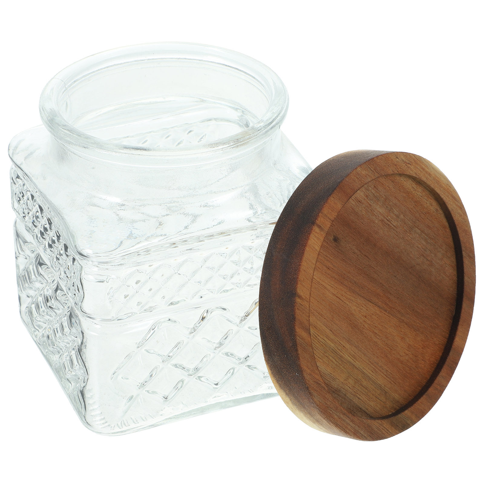 Food Storage Jars With Wooden Lids - Glass Storage Jar Airtight Canister Wood