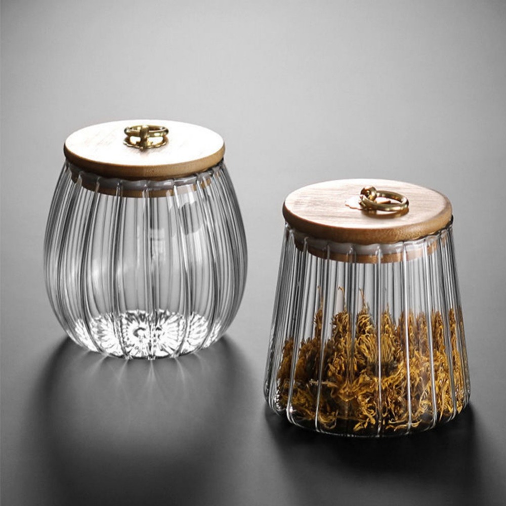 Food Storage Jars With Wooden Lids - Food Container Kitchen Storage Bottles Jar