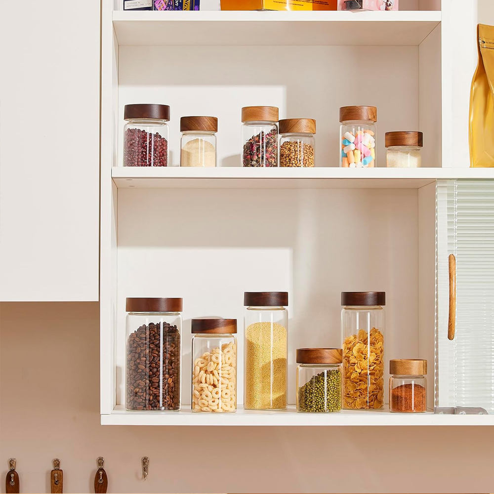 Glass Food Storage Jars with S - Food Storage Jars With Wooden Lids review and price