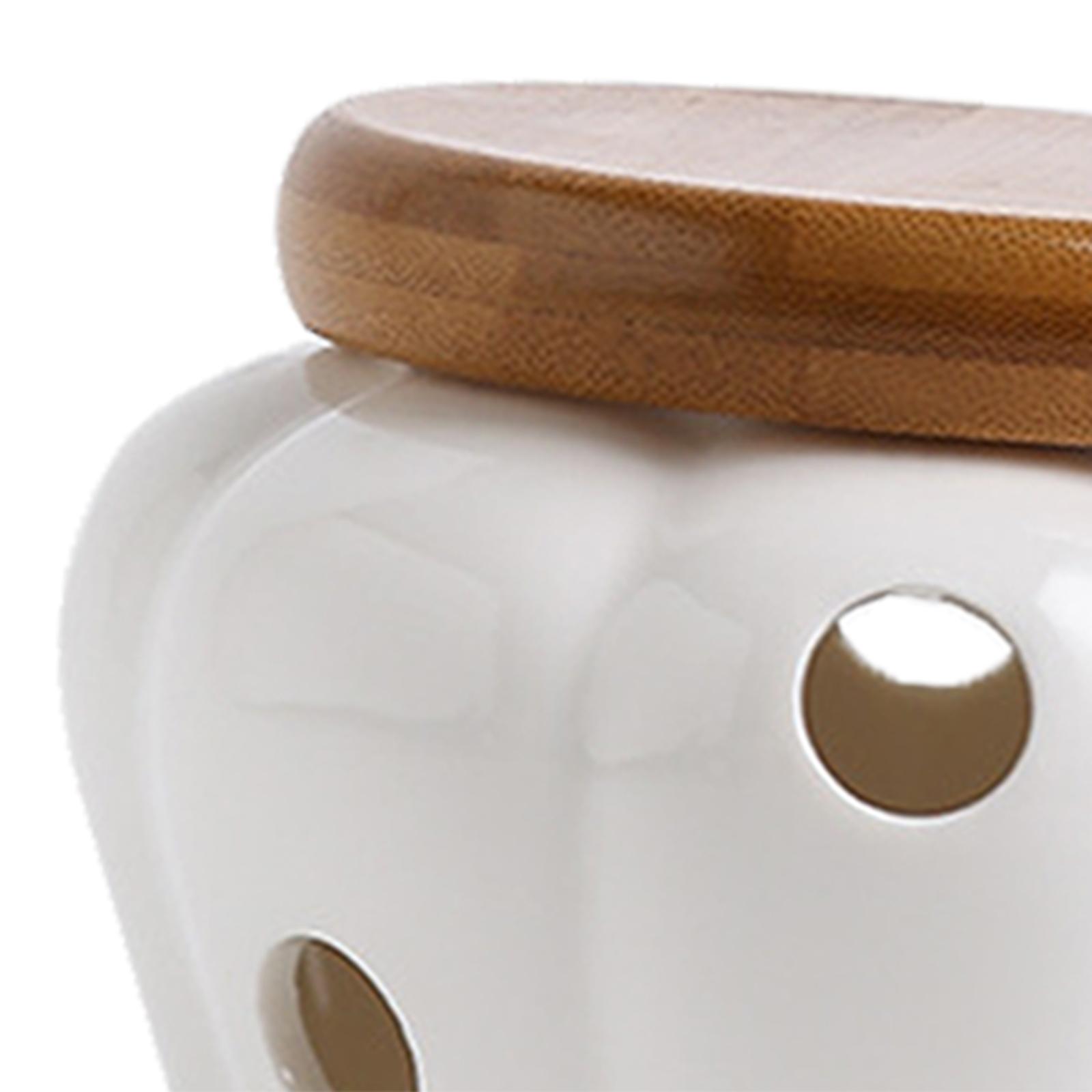 Ceramic Garlic Keeper with woo - Food Storage Jars With Wooden Lids review and price