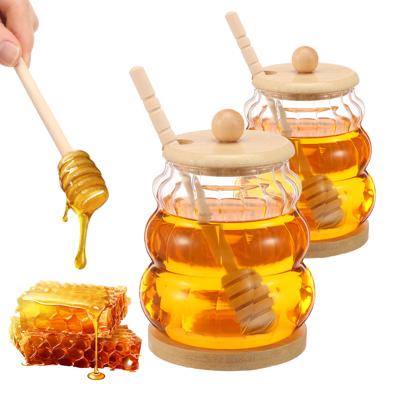 2Pcs Glass Honey Jar with Dipp - Food Storage Lidl review and price