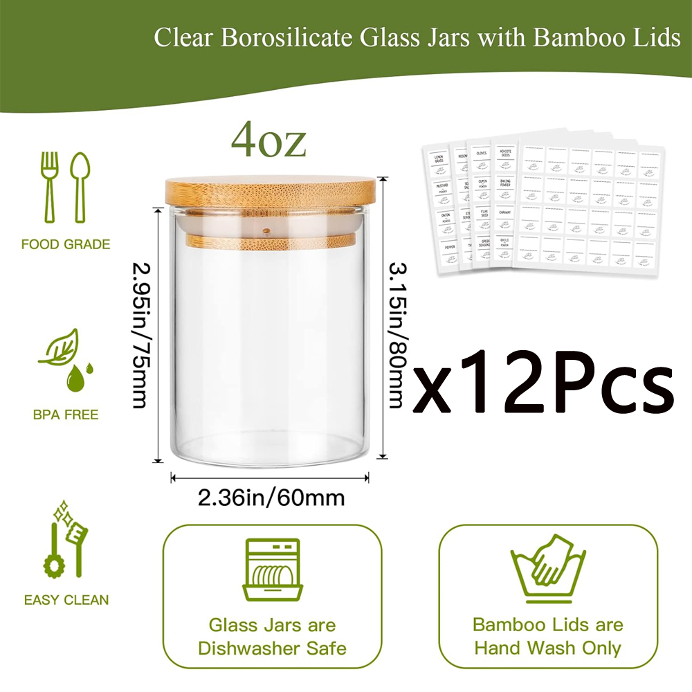 4oz Glass Spice Jars with Bamb - Food Storage Jars With Wooden Lids review and price