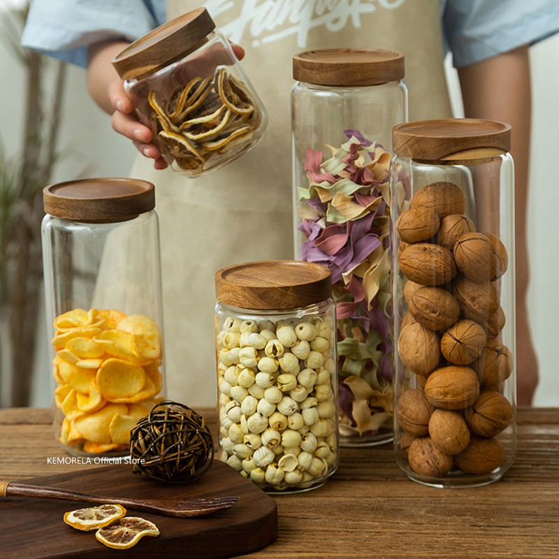 Wood Lid Glass Airtight Canist - Food Storage Jars With Wooden Lids review and price