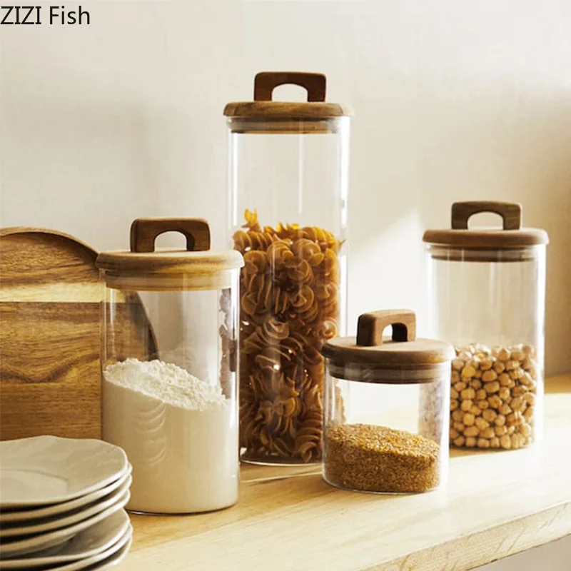 Wooden Lid Glass Storage Jar C - Food Storage Lidl review and price