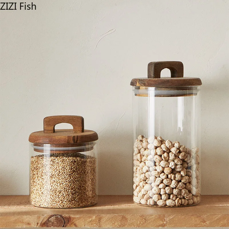 Wooden Lid Glass Storage Jar C - Food Storage Lidl review and price