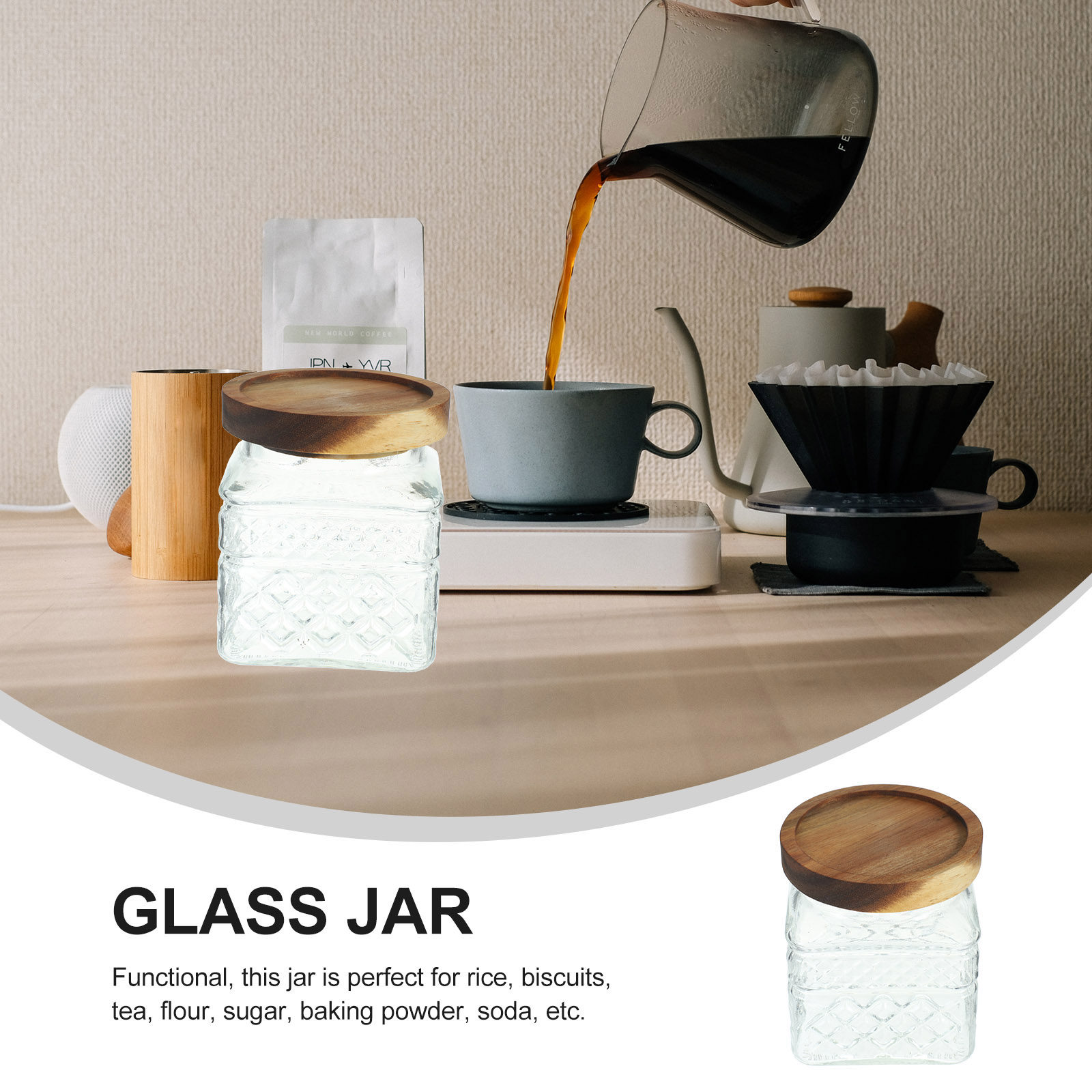 Glass Storage Jar Airtight Can - Food Storage Jars With Wooden Lids review and price