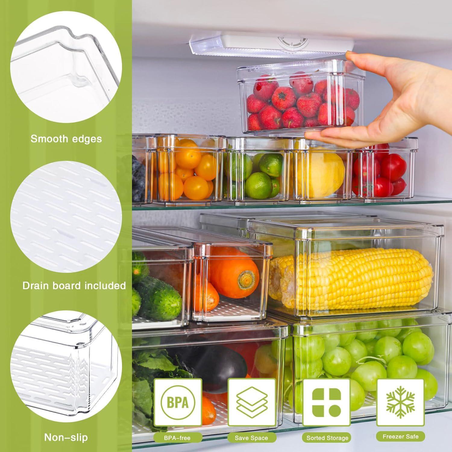 10/14Pcs Fridge Organizer Bins - Stackable Pantry Bin review and price