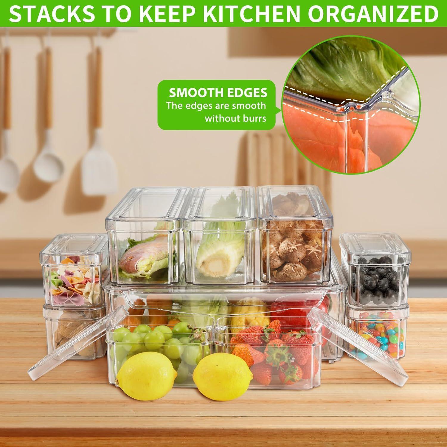 10/14Pcs Fridge Organizer Bins - Stackable Pantry Bin review and price