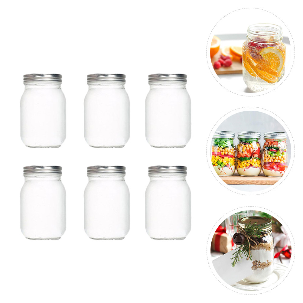 6Pcs Transparent Round Glass J - Food Storage With Lids review and price
