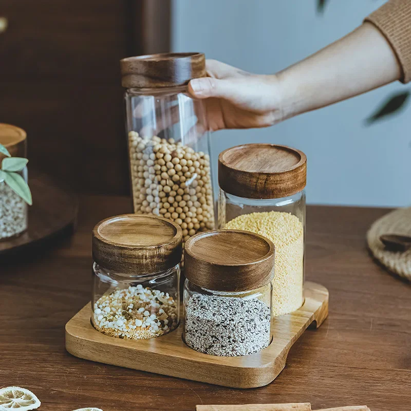 Wood Lid Orgnizer Glass Airtig - Food Storage Jars With Wooden Lids review and price