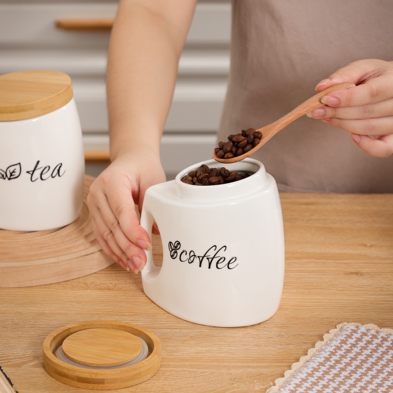 Ceramic Storage Jar with Bambo - Food Storage Jars With Wooden Lids review and price
