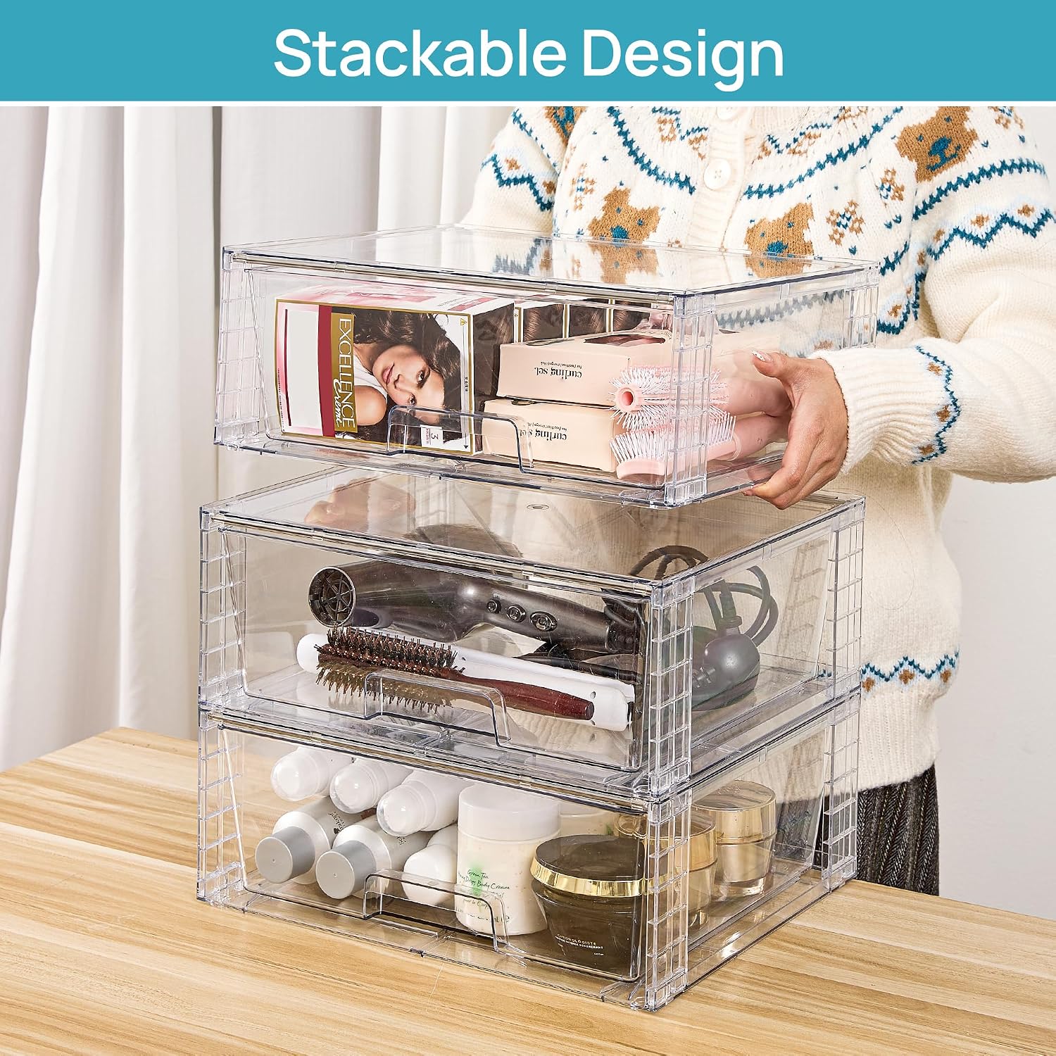 4 Pack Large Clear Stackable S - Stackable Pantry Bin review and price