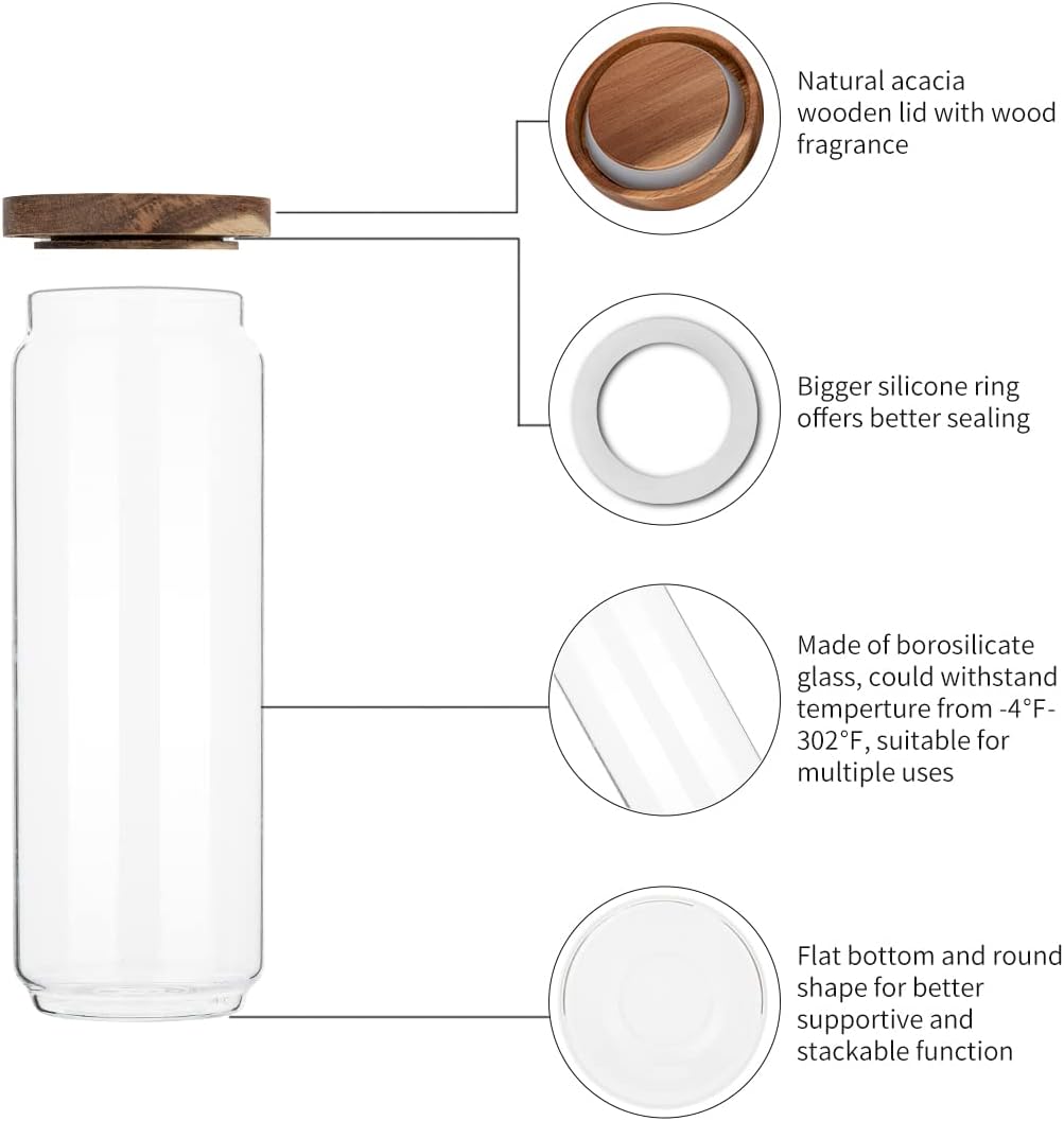 4 Pack 34 OZ Glass Jars with W - Food Storage Jars With Wooden Lids review and price