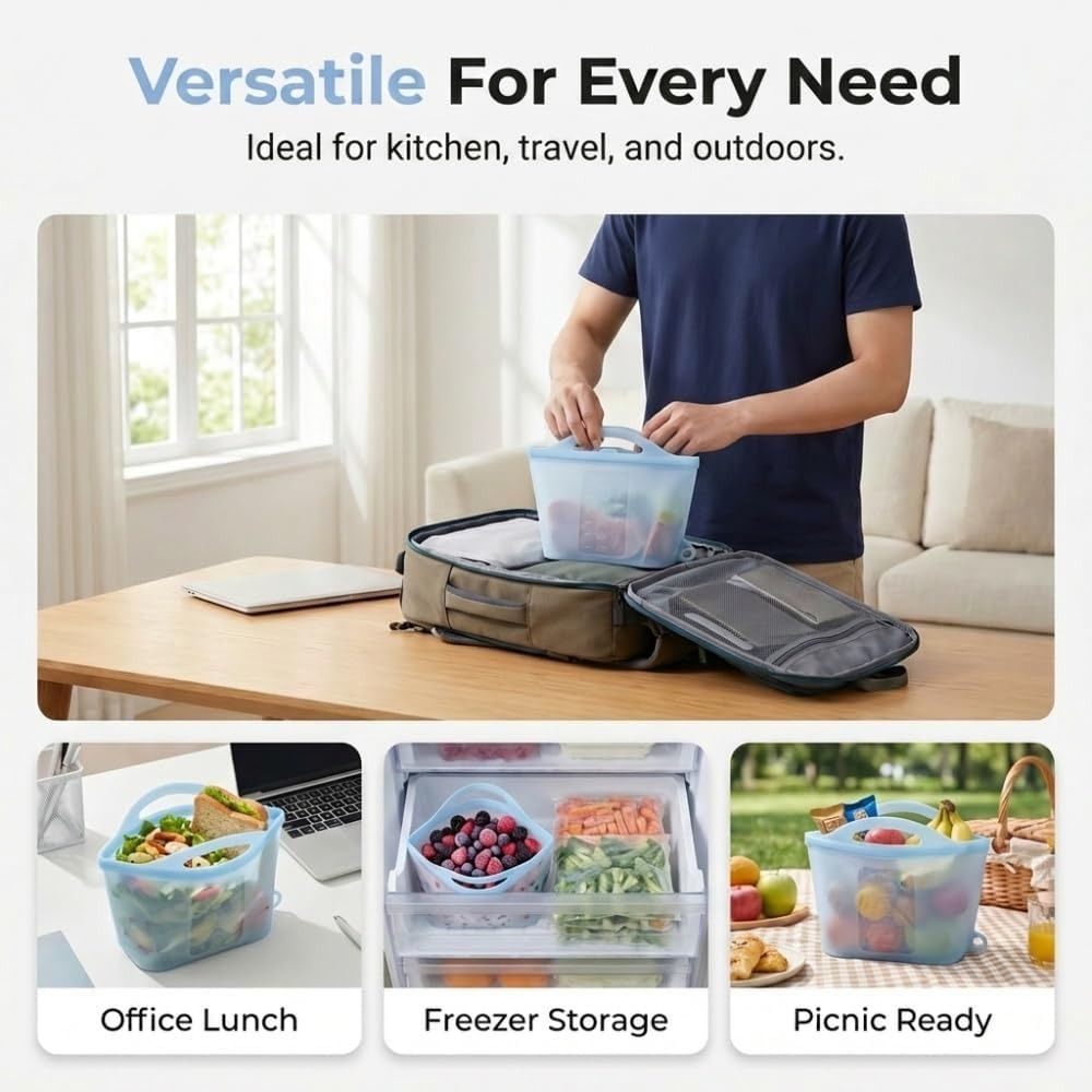1500ml Food Storage Bags Reusa - Food Storage Ziploc review and price