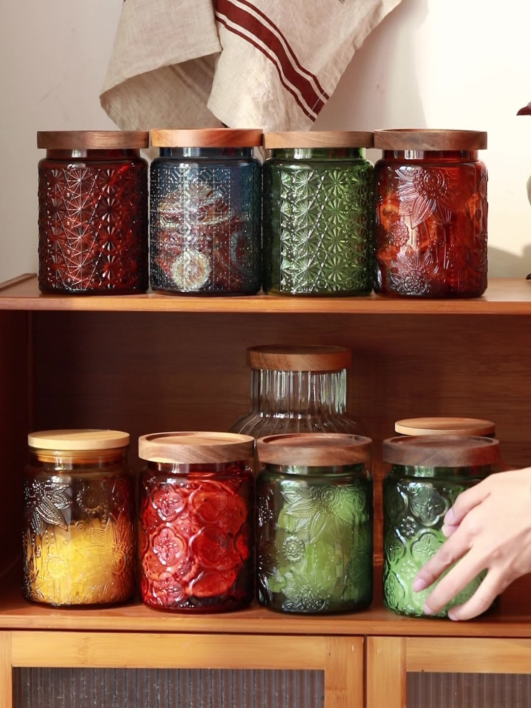 Vintage Glass Kitchen Storage  - Food Storage Jars With Wooden Lids review and price