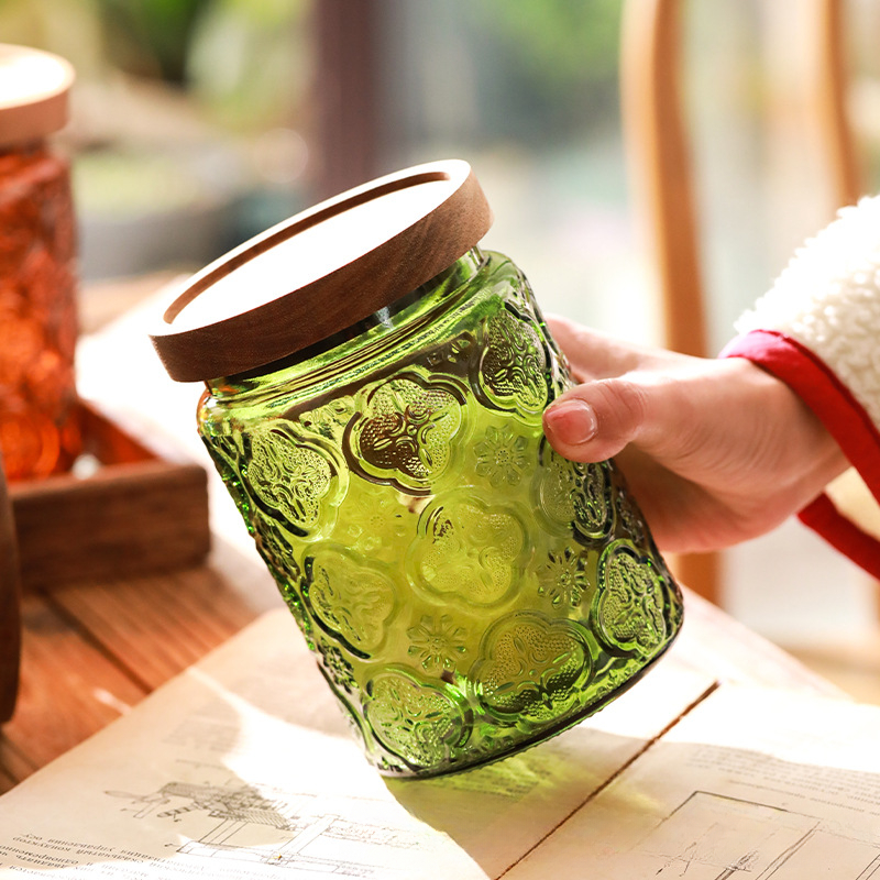 Vintage Glass Kitchen Storage  - Food Storage Jars With Wooden Lids review and price