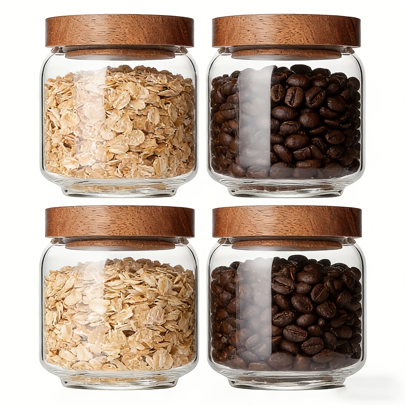4 Pack 15oz Clear Glass Jars w - Food Storage Jars With Wooden Lids review and price